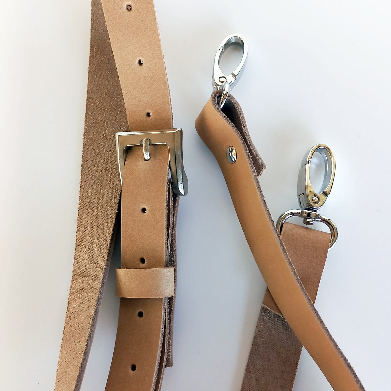 Natural Veg tan Bag Strap/Sling with Hooks