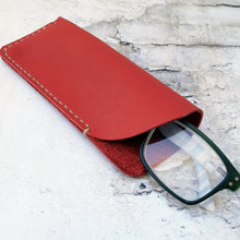 Load image into Gallery viewer, Leather Glasses Sleeves Red

