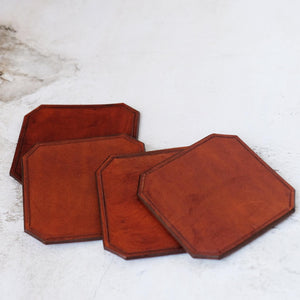 Tan Leather Coaster Set Pack of 4