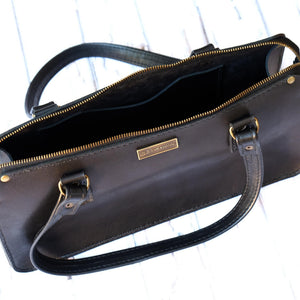 Black Bovine leather Milla Bag zip closure