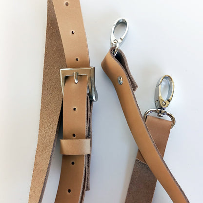Natural Veg tan Bag Strap/Sling with Hooks