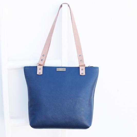 Handmade leather shopper Navy 
