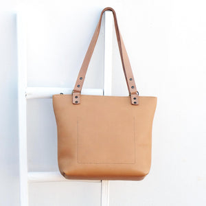 Anna Hazelnut Leather Shopper Bag Back