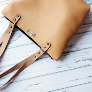 Handmade Anna Hazelnut Leather Shopper Bag