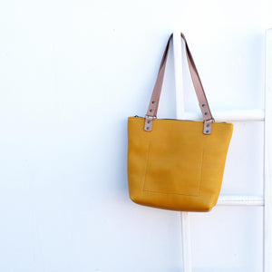 Anna Mustard Leather Shopper Bag Back