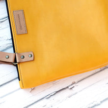 Load image into Gallery viewer, Hand stitched Anna Mustard Leather Shopper Bag
