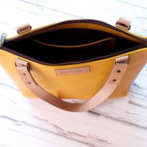 Anna Mustard Leather Shopper Bag Inner 