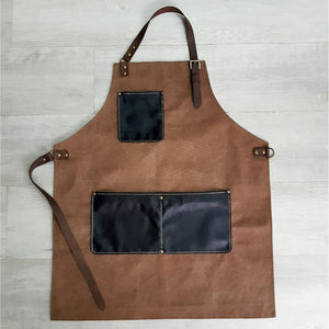 Washed canvas and leather aprons