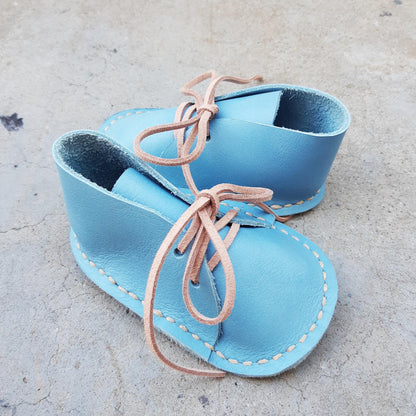Handmade baby vellies light blue