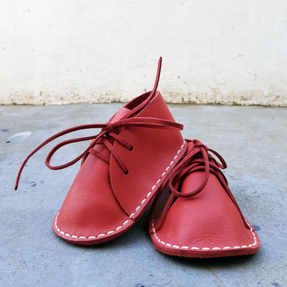 Handmade baby vellies red