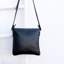 Load image into Gallery viewer, Cross over black leather satchel back
