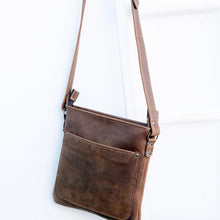 Load image into Gallery viewer, Cross over chocolate brown leather satchel

