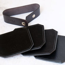 Load image into Gallery viewer, Lewis and Madge Black Leather Coasters
