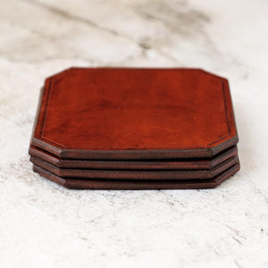 Handmade Tan Leather Coasters