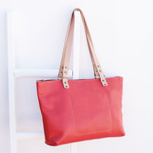 Load image into Gallery viewer, Mia Watermelon Red Leather Shopper back
