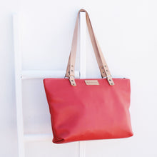 Load image into Gallery viewer, Mia Watermelon Red Leather Shopper front
